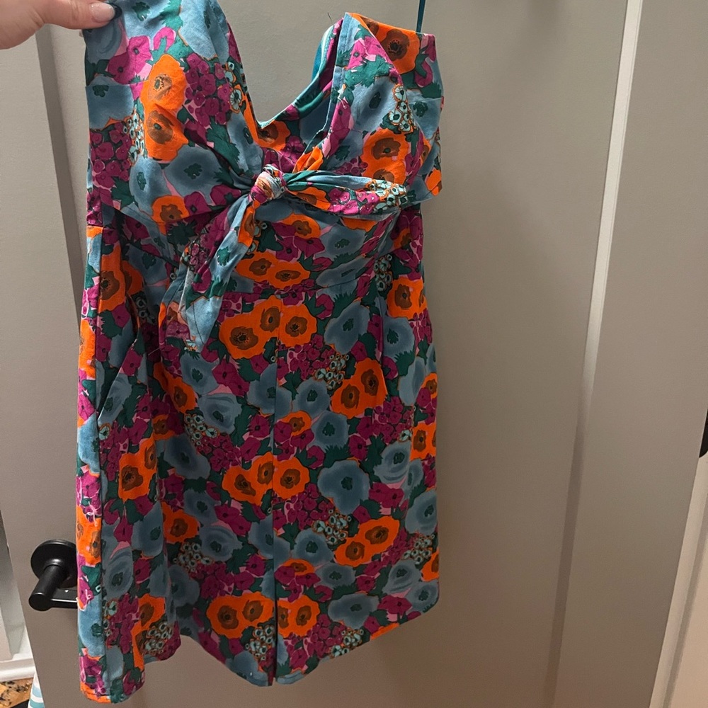 Strapless floral romper